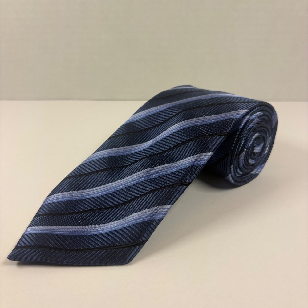 Canali Necktie Mens OS Blue Striped Silk Made in Italy Luxury Business Formal